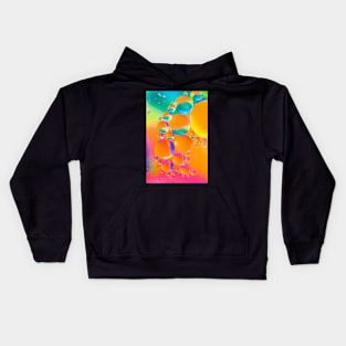 Colorful close up of oil drops in water Kids Hoodie